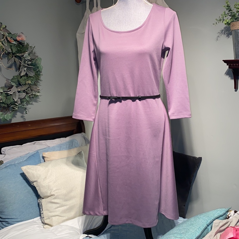 The LIMITED zipper back belt waist light plum dress medium NWOT